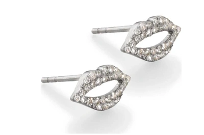 Shop Ela Rae Tiny Kiss Pave Diamond Stud Earrings In Silver