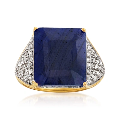 Shop Ross-simons Sapphire And . White Topaz Ring In 18kt Gold Over Sterling In Blue