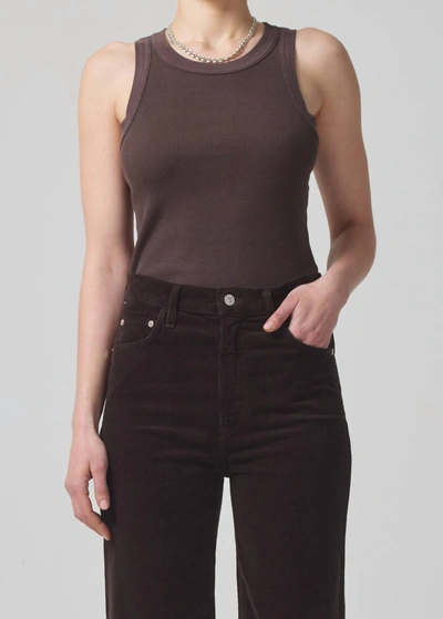 Shop Citizens Of Humanity Isabel Rib Tank Top In Fig In Brown