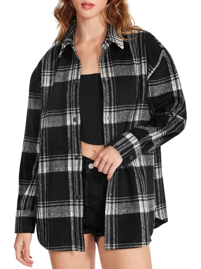 Shop Steve Madden Sophia Womens Flannel Plaid Shirt Jacket In Multi