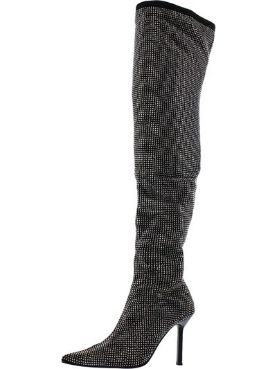 Shop Aqua Nicki Womens Faux Suede Embellished Over-the-knee Boots In Black