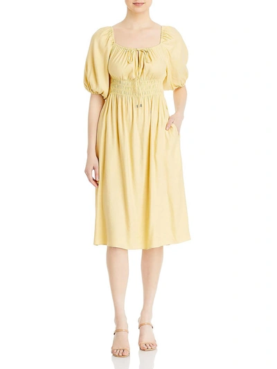 Shop T Tahari Womens Linen Blend Knee Sundress In Yellow