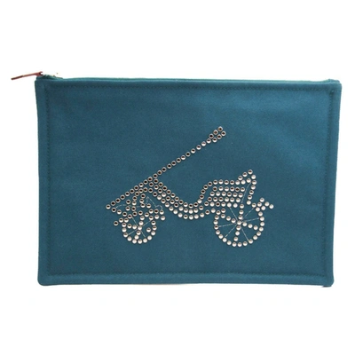 Shop Hermes Cotton Clutch Bag () In Blue