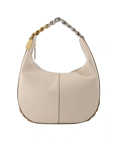 Shop Stella Mccartney Frame Small Hobo Bag -  - White Pur - Leather Vegan In Gold