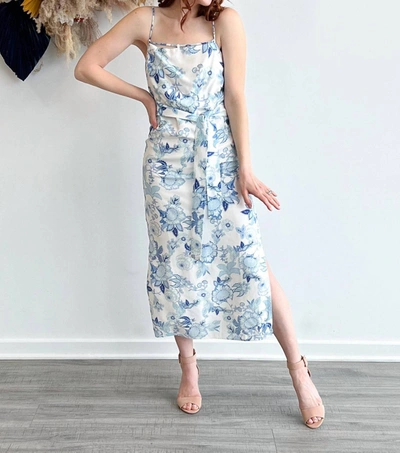 Shop Sophie Rue Margo Tie Waist Dress In Blue Floral