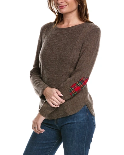 Shop Two Bees Cashmere Elbow Patch Wool & Cashmere-blend Sweater In Brown