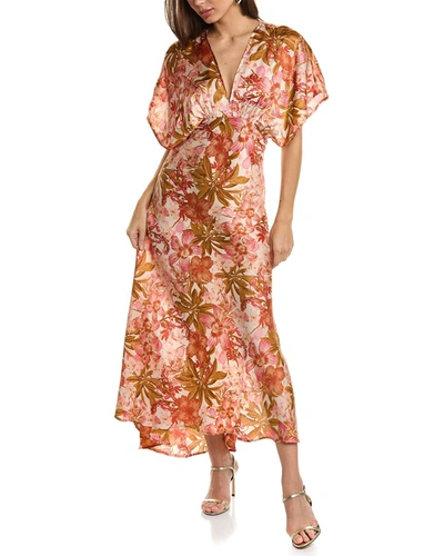 Shop Dress Forum Autumn Lily Satin Blouson Maxi Dress In Pink
