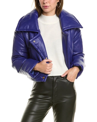 Shop Rebecca Minkoff Cropped Padded Moto Jacket In Purple
