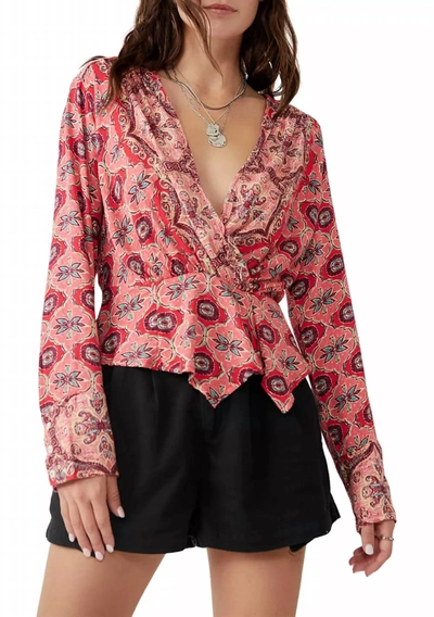 Free People Falling For You Floral Print Peplum Top In Multi