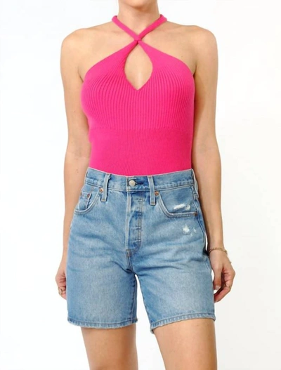 Shop Greylin Rina Knit Halter Top In Hot Pink
