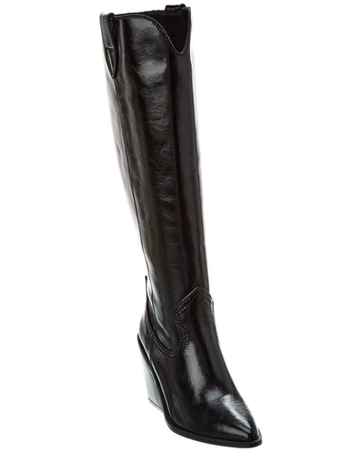 Shop Steven By Steve Madden Ninette Leather Knee-high Boot In Black