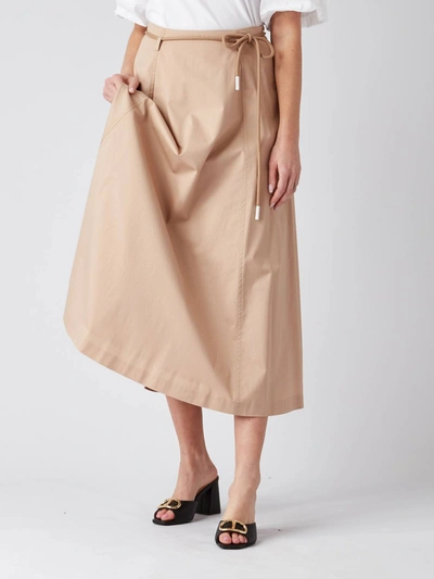 Shop Peserico A Line Skirt In Tan In Multi
