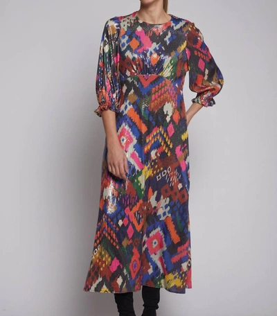 Shop Vilagallo Kara Ikat Sequins Print Dress In 80 In Multi