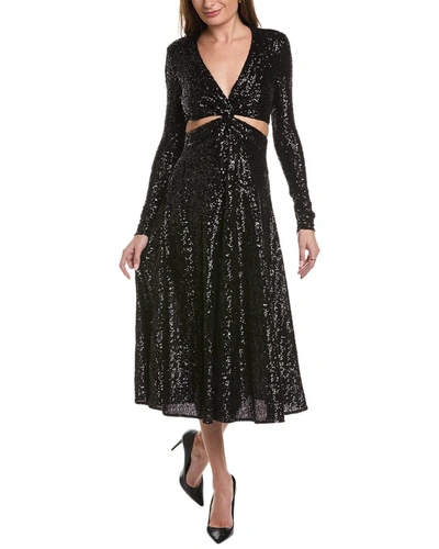 Shop Michael Kors Cutout Sequin Midi Dress In Black