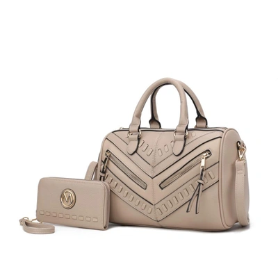 Shop Mkf Collection By Mia K Lara Vegan Leather Women's Satchel With Wallet - 2 Pieces In Grey