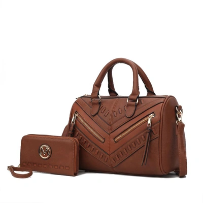 Shop Mkf Collection By Mia K Lara Vegan Leather Women's Satchel With Wallet - 2 Pieces In Brown