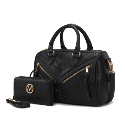 Shop Mkf Collection By Mia K Lara Vegan Leather Women's Satchel With Wallet - 2 Pieces In Black