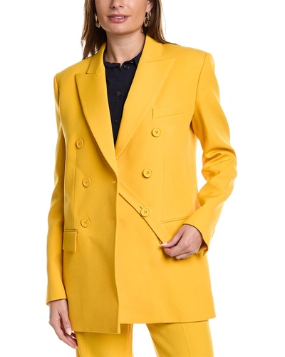 Shop Michael Kors Double Breasted Boyfriend Tab Wool Blazer In Yellow