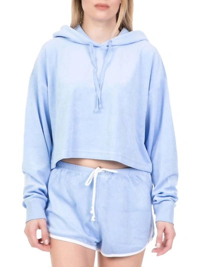 Shop Juicy Couture Beach Micro Terry Hooded Pullover In Blue