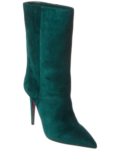Shop Christian Louboutin Astrilarge 100 Suede Bootie In Green