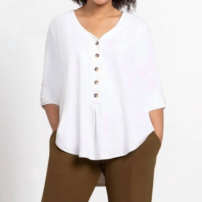 Shop Sympli Quest Henley 3/4 Sleeve Top In White