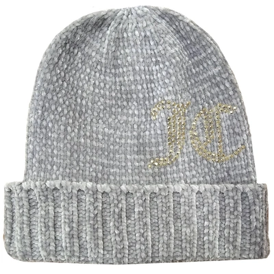 Shop Juicy Couture Chenille Jc Stud Beanie Hat In Gray In Grey