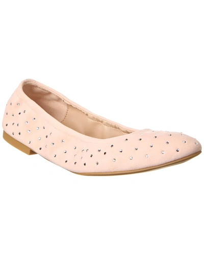 Shop Stuart Weitzman Bling Suede Ballet Flat In Pink