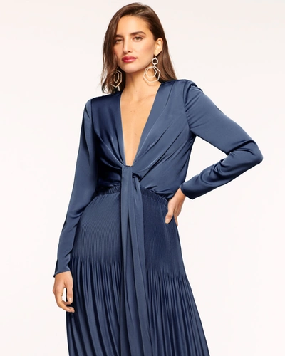 Shop Ramy Brook Zaylee Pleated Maxi Dress In Navy