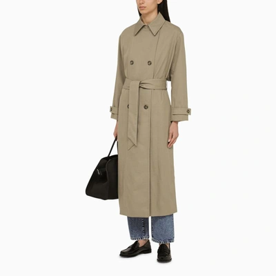 Shop Apc A.p.c. Louise Double-breasted Trench Coat With Belt In Beige