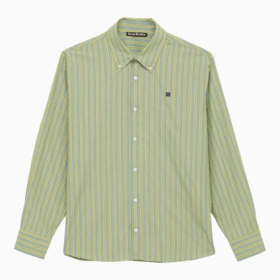 Shop Acne Studios Classic Bright Green/dark Striped Shirt