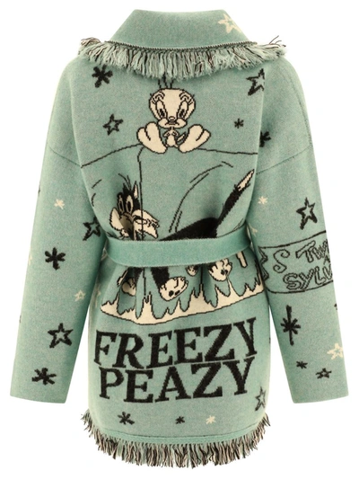Shop Alanui "freezy Peazy" Cardigan In Blue
