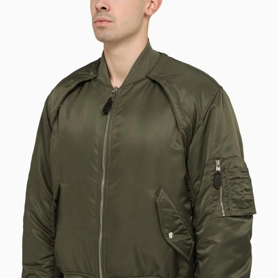 Shop Alexander Mcqueen Convertible Khaki Nylon Bomber Jacket In Green