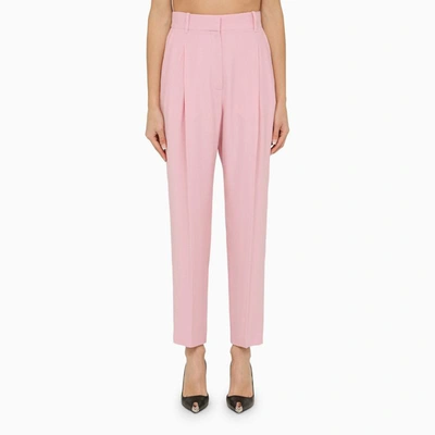 Shop Alexander Mcqueen Regular Trousers With Pleats In Pink