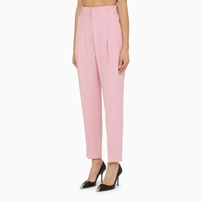 Shop Alexander Mcqueen Regular Trousers With Pleats In Pink
