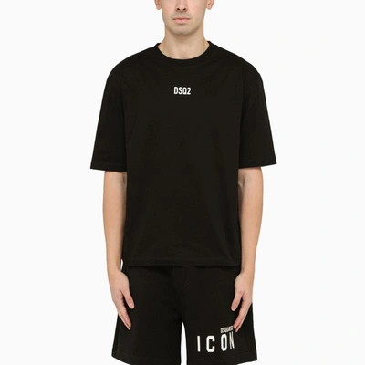 Shop Dsquared2 Crewneck T-shirt With Logo Print In Black