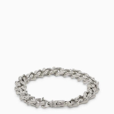 Emanuele Bicocchi Sterling Silver 925 Chain Bracelet With Small Crystals In Metallic