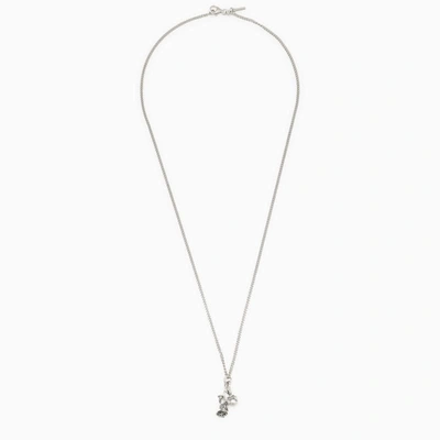 Shop Emanuele Bicocchi Rose And Pearl Necklace In Metal