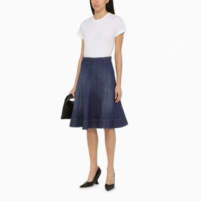 Shop Khaite The Lennox Denim Skirt In Blue