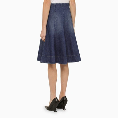 Shop Khaite The Lennox Denim Skirt In Blue
