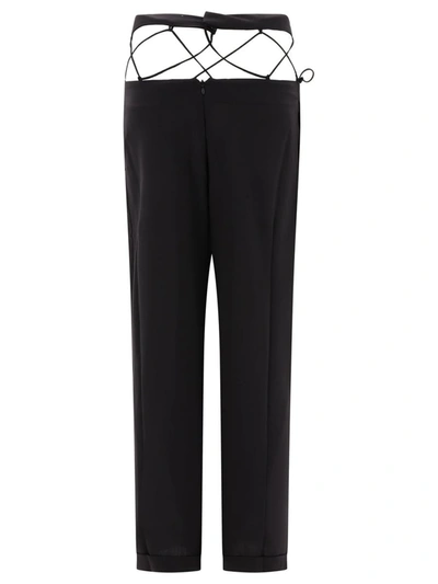 Shop Nensi Dojaka Tailored Trousers With Laced Waistband In Black