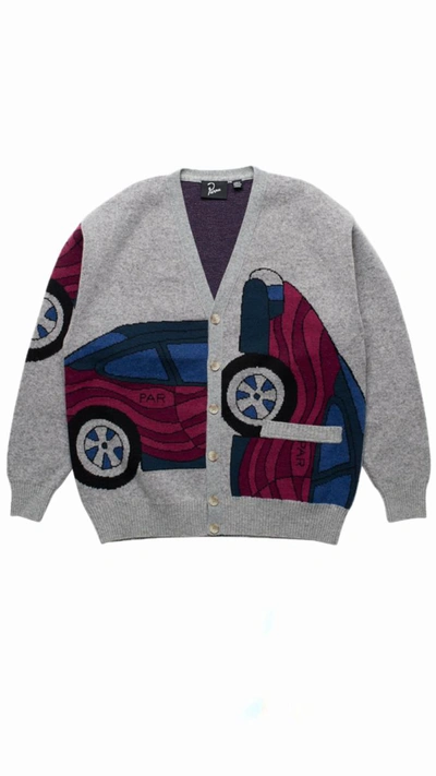Shop Parra No Parking Knitted Cardigan In Gray