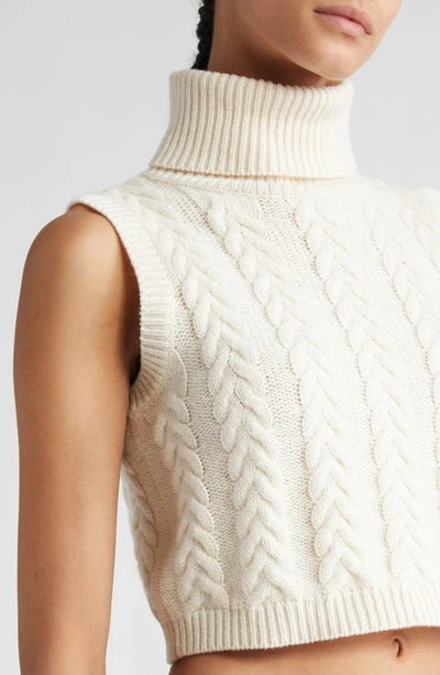 Shop Max Mara Oscuro Cable Knit Crop Wool & Cashmere Sweater In Ivory