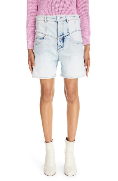 Shop Isabel Marant Oreta High Waist Denim Shorts In Light Blue