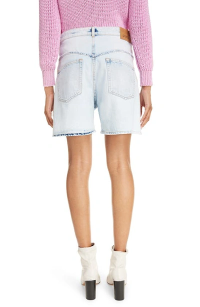 Shop Isabel Marant Oreta High Waist Denim Shorts In Light Blue
