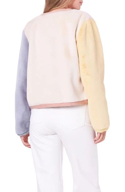 English Factory Women's Faux Leather Trim Tweed Jacket In Pink Multi