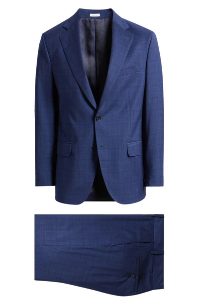 Shop Peter Millar Tailored Fit Plaid Wool Suit In Blue