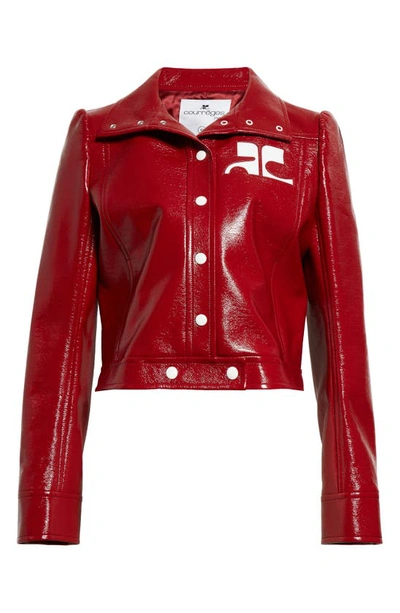 Courrèges Reedition Coated Cotton-blend Jacket In Red