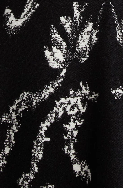 Shop Jason Wu Collection Floral Jacquard Fit & Flare Knit Dress In Black/ Chalk