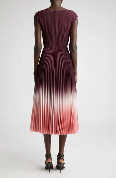 Shop Jason Wu Collection Dip Dye Cap Sleeve Pleated Midi Dress In Fig/ Rosewater