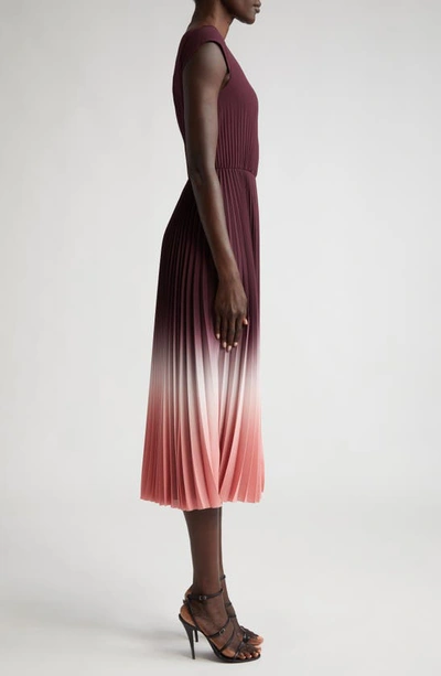 Shop Jason Wu Collection Dip Dye Cap Sleeve Pleated Midi Dress In Fig/ Rosewater